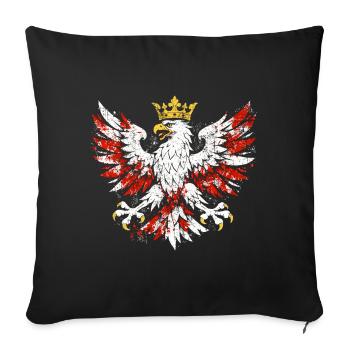 Polish Eagle Polska Coat of Arms Grunge Design Gold - Sofa pillowcase 17,3'' x 17,3'' (45 x 45 cm) - black - Front