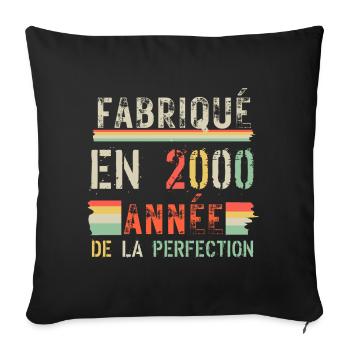 Fabriqué en 2000 – Année de perfection - Housse de coussin décorative 45 x 45 cm - noir - Devant
