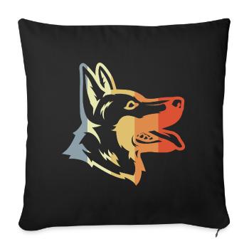 Vintage German Shepherd - Sofa pillowcase 17,3'' x 17,3'' (45 x 45 cm) - black - Front