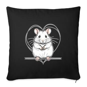 Hamster avec cœur - Housse de coussin décorative 45 x 45 cm - noir - Devant