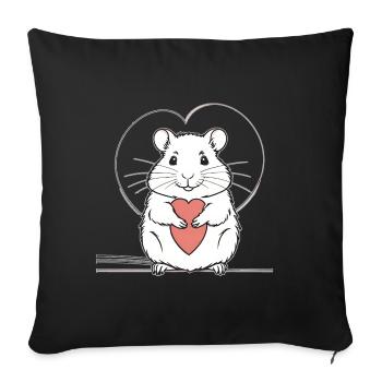 Heart Hamster Love Design - Housse de coussin décorative 45 x 45 cm - noir - Devant
