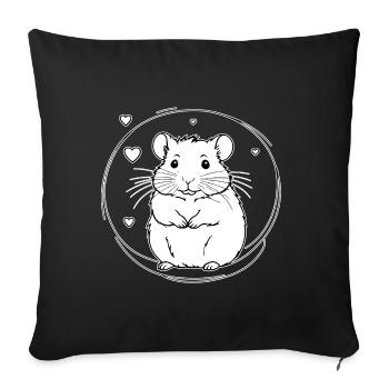 Heart hamster in a circle - Sofa pillowcase 17,3'' x 17,3'' (45 x 45 cm) - black - Front