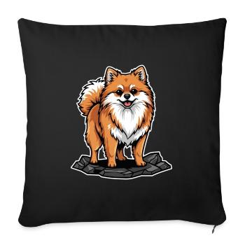 Pomeranian Miniature Spitz Dog on Cute Rock - Sofa pillowcase 17,3'' x 17,3'' (45 x 45 cm) - black - Front