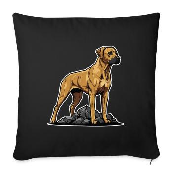 Rhodesian Ridgeback Dog auf Rock Proud Porträt - Sofakissenbezug 45 x 45 cm - Schwarz - Vorne