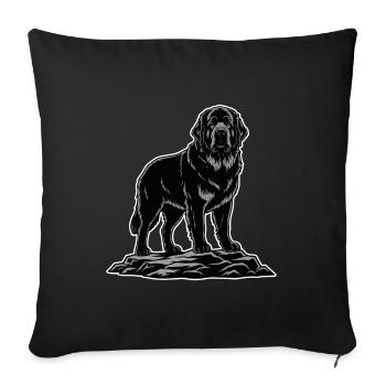 Chien Terre-Neuve Portrait Sauveteur Noir - Housse de coussin décorative 45 x 45 cm - noir - Devant