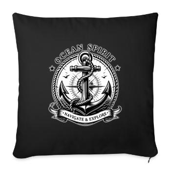 Marine Emblem - Anchor, Compass Rose, Sea, Ocean - Sofa pillowcase 17,3'' x 17,3'' (45 x 45 cm) - black - Front
