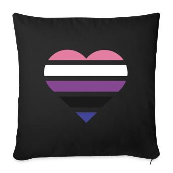 Pride Flag Heart · Genderfluid - Sofa pillowcase 17,3'' x 17,3'' (45 x 45 cm) - black - Front