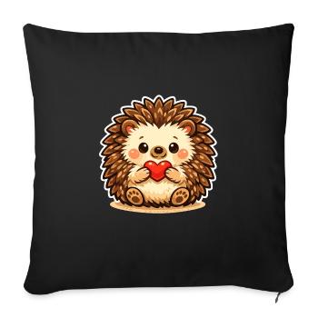 Cuddly hedgehog with heart - Sofa pillowcase 17,3'' x 17,3'' (45 x 45 cm) - black - Front