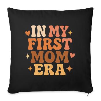 First Mother's Day Mom Gift Idea Family Groovy - Sofa pillowcase 17,3'' x 17,3'' (45 x 45 cm) - black - Front