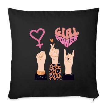 GIRL POWER, SŒURS, AMOUR & ROCK ON ! 💪❤️♀️ - Housse de coussin décorative 45 x 45 cm - noir - Devant