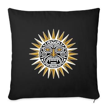 Sun Maya Inca Gold and White Totem Deity - Sofa pillowcase 17,3'' x 17,3'' (45 x 45 cm) - black - Front