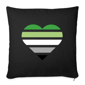Pride Flag Heart · Aromantic - Sofakissenbezug 45 x 45 cm - Schwarz - Vorne