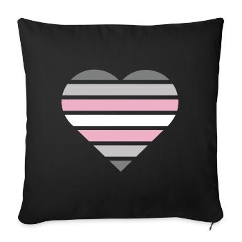 Pride Flag Heart · Demigirl - Sofakissenbezug 45 x 45 cm - Schwarz - Vorne