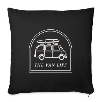 Vie en camping-car en road trip surf - Housse de coussin décorative 45 x 45 cm - noir - Devant