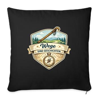Wege Sind Geschichten Badge - Sofakissenbezug 45 x 45 cm - Schwarz - Vorne