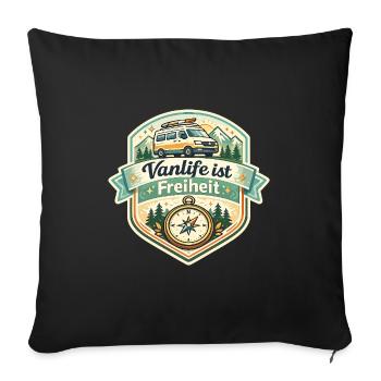 Vanlife ist Freiheit - Sofakissenbezug 45 x 45 cm - Schwarz - Vorne