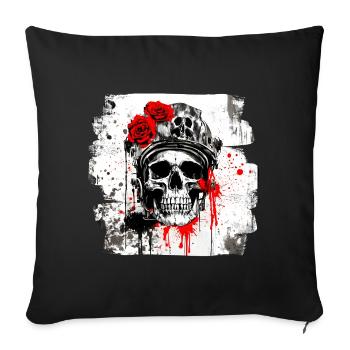 Rose Skull with Headphones - Sofa pillowcase 17,3'' x 17,3'' (45 x 45 cm) - black - Front