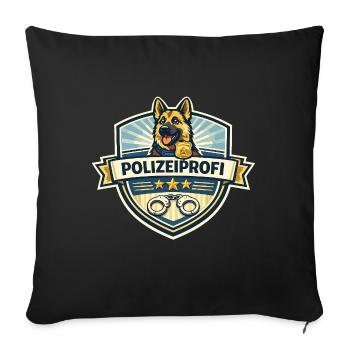 Polizeiprofi Diensthund Badge - Sofakissenbezug 45 x 45 cm - Schwarz - Vorne
