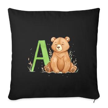 Alphabet Bear with Capital A - Sofa pillowcase 17,3'' x 17,3'' (45 x 45 cm) - black - Front
