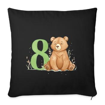 Watercolor Bear with Number 8 - Sofa pillowcase 17,3'' x 17,3'' (45 x 45 cm) - black - Front