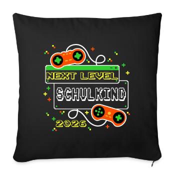 Niveau suivant : Inscription à l’école de jeux vidéo 2026 des élèves - Housse de coussin décorative 45 x 45 cm - noir - Devant