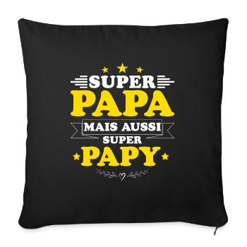 Super papa mais aussi super papy Fête des pères - Housse de coussin décorative 45 x 45 cm - noir - Devant