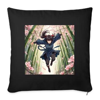 Bamboo heroine in the cherry blossom path - Sofa pillowcase 17,3'' x 17,3'' (45 x 45 cm) - black - Front