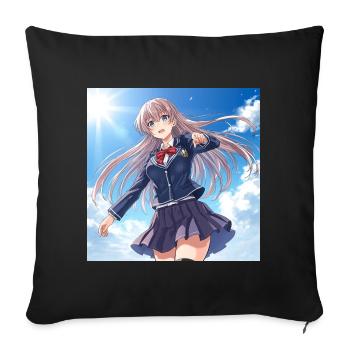 Schulmädchen im blauen Himmel - Sofakissenbezug 45 x 45 cm - Schwarz - Vorne