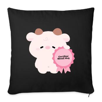 Certified Needs Hug Cow - Sofa pillowcase 17,3'' x 17,3'' (45 x 45 cm) - black - Front