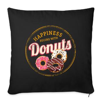 Donut Pastry Vintage Cake Doughnut Design - Sofa pillowcase 17,3'' x 17,3'' (45 x 45 cm) - black - Front