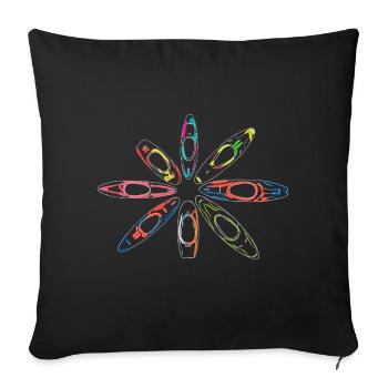 Bunter Ring aus Wildwasserkajaks im Neonstil - Sofakissenbezug 45 x 45 cm - Schwarz - Vorne