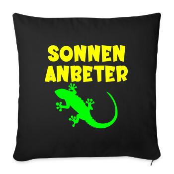 Sonnenanbeter Eidechse - Sommer Sonne - Sofakissenbezug 45 x 45 cm - Schwarz - Vorne
