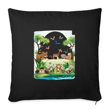 Parade de la faune sauvage - Housse de coussin décorative 45 x 45 cm - noir - Devant