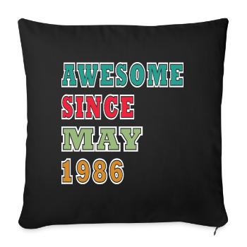 Salutations d’anniversaire mai 1986 - Housse de coussin décorative 45 x 45 cm - noir - Devant