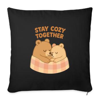 Adorables ours : restez bien au chaud ensemble – Temps de câlins - Housse de coussin décorative 45 x 45 cm - noir - Devant