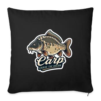 Carp Chase The Dream – Mirror Carp Fishing Design - Sofa pillowcase 17,3'' x 17,3'' (45 x 45 cm) - black - Front
