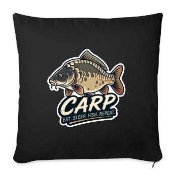 Carp Eat Sleep Fish Repeat – Mirror Carp Design - Sofa pillowcase 17,3'' x 17,3'' (45 x 45 cm) - black - Front
