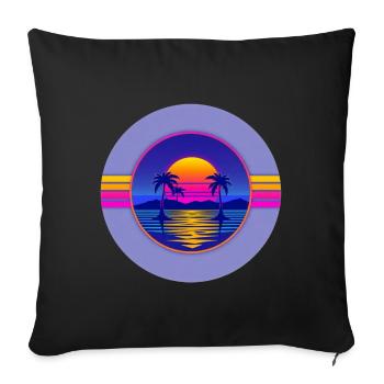 Sunset Neon Palms Circle - Sofa pillowcase 17,3'' x 17,3'' (45 x 45 cm) - black - Front