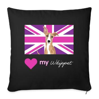 PURPLEWHIPPET (Weiß) - Sofakissenbezug 45 x 45 cm - Schwarz - Vorne
