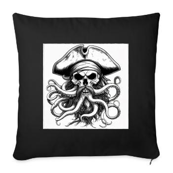 Pirate skull and octopus ink - Sofa pillowcase 17,3'' x 17,3'' (45 x 45 cm) - black - Front