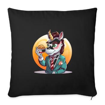 Unicorn in a suit with pie - Sofa pillowcase 17,3'' x 17,3'' (45 x 45 cm) - black - Front