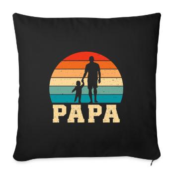 Father with son retro dad and son - Sofa pillowcase 17,3'' x 17,3'' (45 x 45 cm) - black - Front