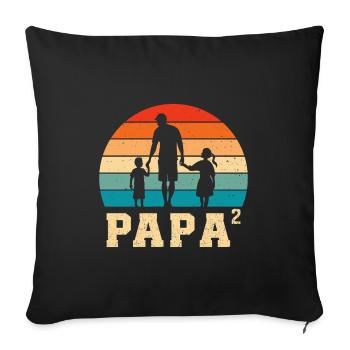 Père avec fille et fils père et fille fille - Housse de coussin décorative 45 x 45 cm - noir - Devant