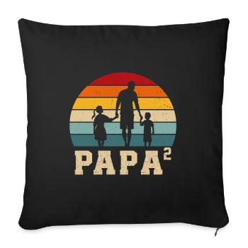 papa et fille - papa et fils - papa fils et fille - Housse de coussin décorative 45 x 45 cm - noir - Devant