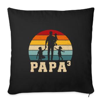 Vater 3 Kinder Stolzer Vater 3 Kinder Dreifacher Papa - Sofakissenbezug 45 x 45 cm - Schwarz - Vorne
