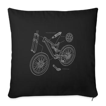 DH-Bike Exploded Drawing: MTB Technique Sketch - Sofa pillowcase 17,3'' x 17,3'' (45 x 45 cm) - black - Front