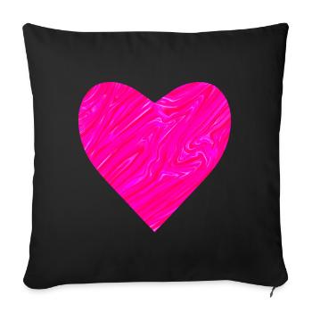 Cœur néon pour la fête des mères - Housse de coussin décorative 45 x 45 cm - noir - Devant