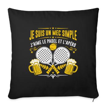 Mec Simple sportif Padel et Apéro - Housse de coussin décorative 45 x 45 cm - noir - Devant