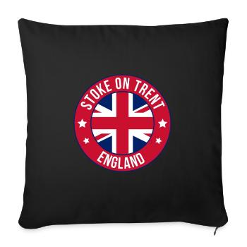 Stoke on Trent England Round Flag Badge - Sofa pillowcase 17,3'' x 17,3'' (45 x 45 cm) - black - Front
