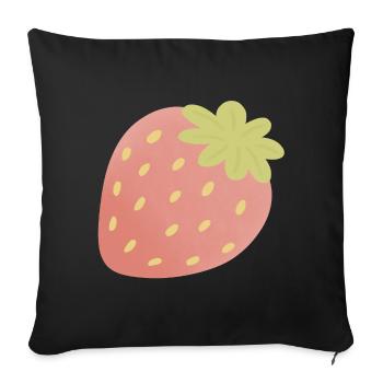 Pastel Strawberry Minimal - Sofa pillowcase 17,3'' x 17,3'' (45 x 45 cm) - black - Front